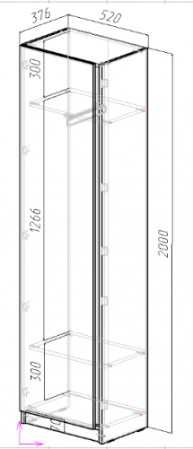 Шкаф-пенал на 1 дверь ViA- Таун Т-5
