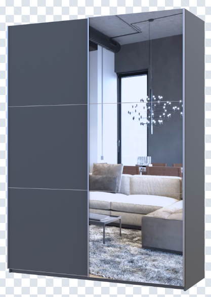 Шкаф - купе DRS- G-Caiser (160х60х240 см) 1 ДСП/1 Зеркало 3 части двери Антрацит/ Антрацит 