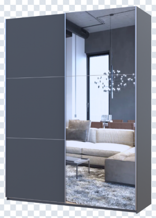 Шкаф - купе DRS- G-Caiser (160х60х240 см) 1 ДСП/1 Зеркало 3 части двери Антрацит/ Антрацит 