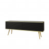 Тумба под ТВ Perfect Home Оро / Oro RTV135 MDF 2-дверная с золотыми ножками Черный