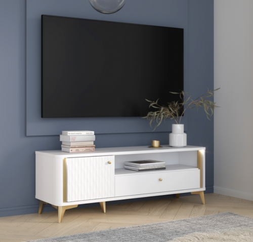 Тумба ТВ Forte FORREST HILLS FTHT121 LB 140см белый-золото