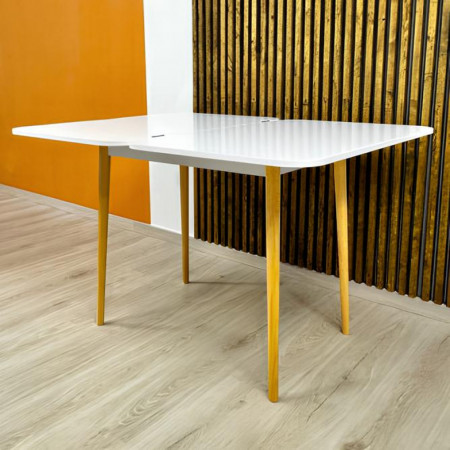 Деревянный раскладной обеденный стол Lion Майами-3 Нимфея Альба (белый) 90х60/90х120 (LION-041272) ТОП