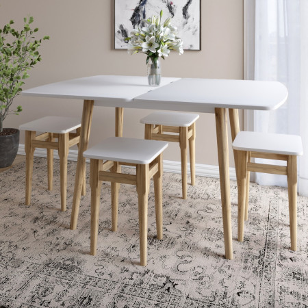 Деревянный раскладной обеденный стол Lion Майами-3 Нимфея Альба (белый) 90х60/90х120 (LION-041272) ТОП