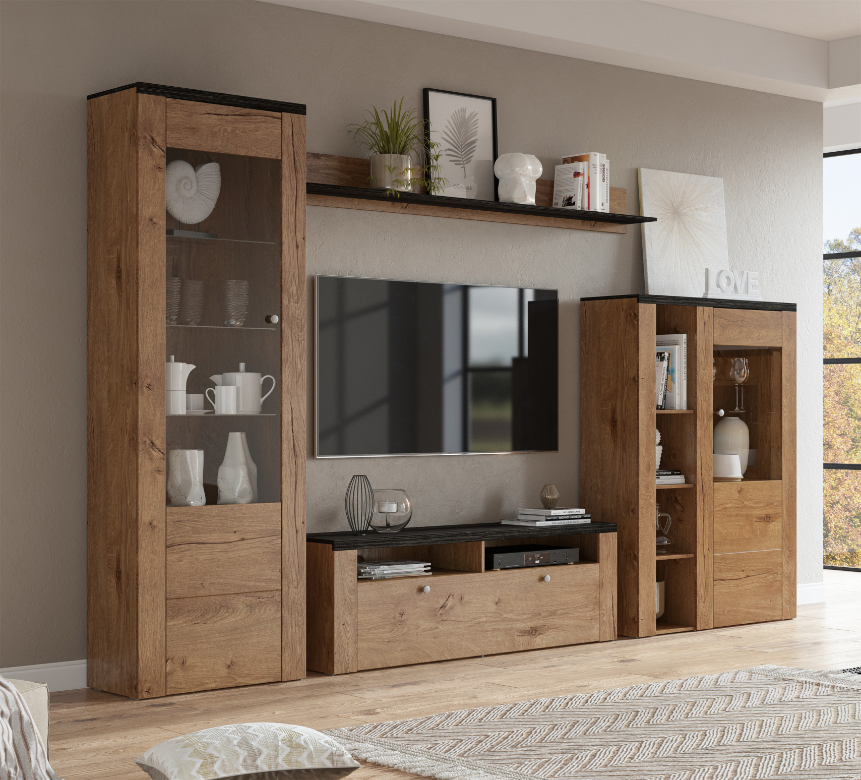 Стенка в гостиную Helvetia LARONA 24L6DZ10 (дуб Лефкас)