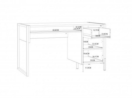 Стол письменный Forte Oriental tree HUDB212R (дуб бартекс/черный)