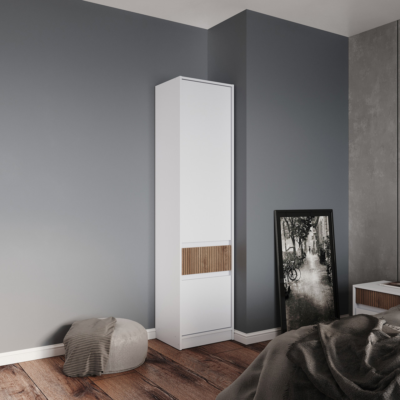 Пенал закрытый EVR- Стайл-500 белый + фасад каннела