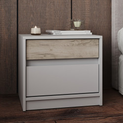 Тумба прикроватная EVR- Стайл-500 кашемир + фасад крафт серый