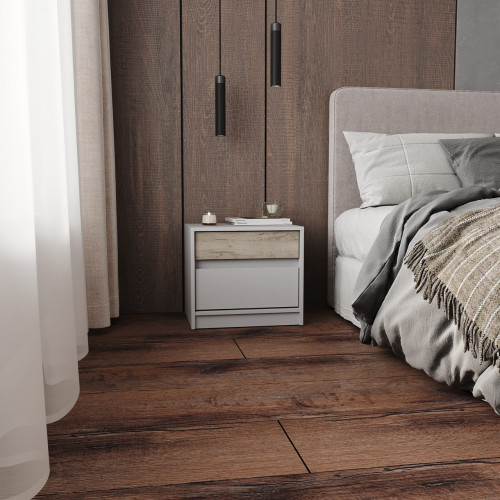 Тумба прикроватная EVR- Стайл-500 кашемир + фасад крафт серый