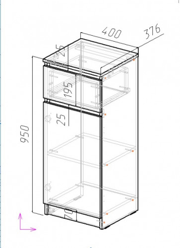 Тумба на 1 шухляду и 1 дверь ViA- Таун ТТ-6
