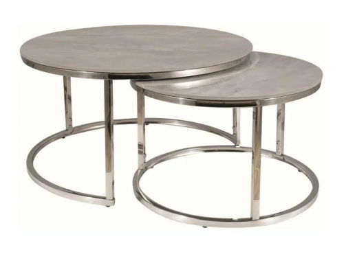 Журнальный стол SIGNAL  PORTAFINO B Серый Диаметр 80, Диаметр 60 / Хром (комплект) 