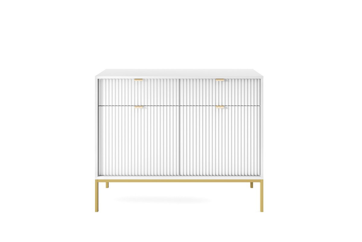 Комод Perfect Home Новая/Nova 2-дверный с 2 ​​ящиками с золотыми ножками KSZ104 Белый