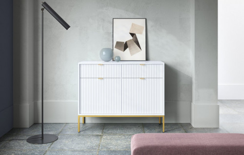 Комод Perfect Home Новая/Nova 2-дверный с 2 ​​ящиками с золотыми ножками KSZ104 Белый