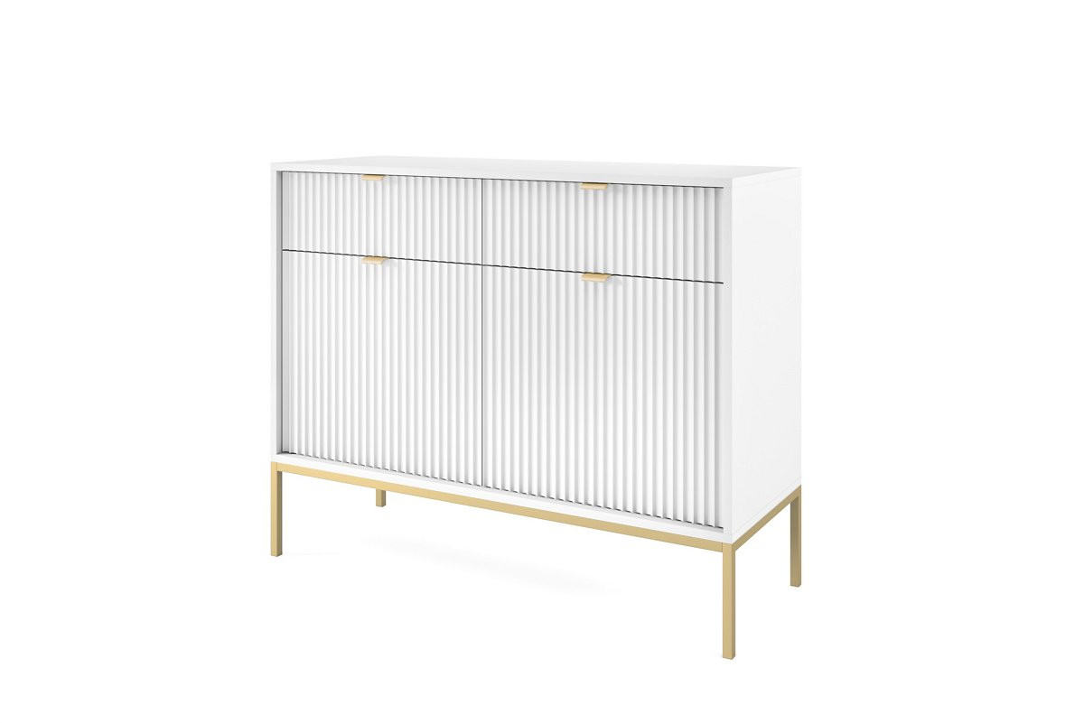 Комод Perfect Home Новая/Nova 2-дверный с 2 ​​ящиками с золотыми ножками KSZ104 Белый