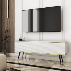 Тумба под ТВ Perfect Home Оро / Oro RTV135 MDF 2-дверная с черными ножками Белый