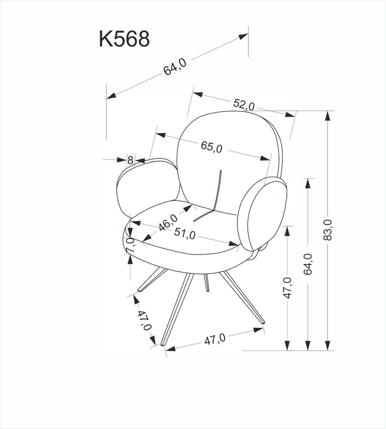 Стул поворотный HALMAR K-568 корица