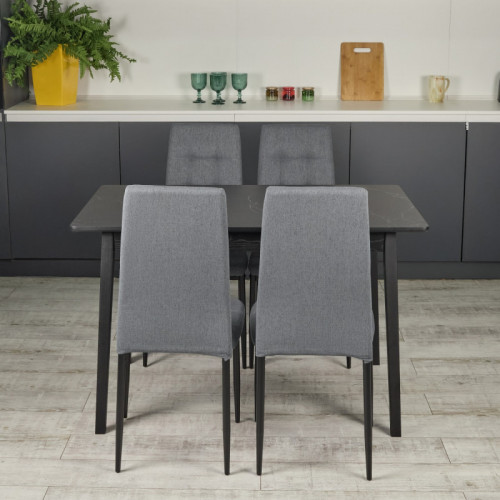 Комплект кухонной мебели Ont- Антонио 120 Черный + 4 Стула Tex темно-серые