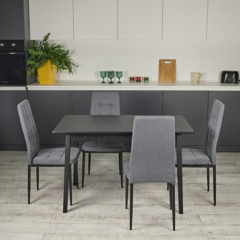 Комплект кухонной мебели Ont- Антонио 120 Черный + 4 Стула Tex темно-серые