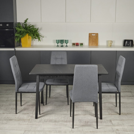 Комплект кухонной мебели Ont- Антонио 120 Черный + 4 Стула Tex темно-серые