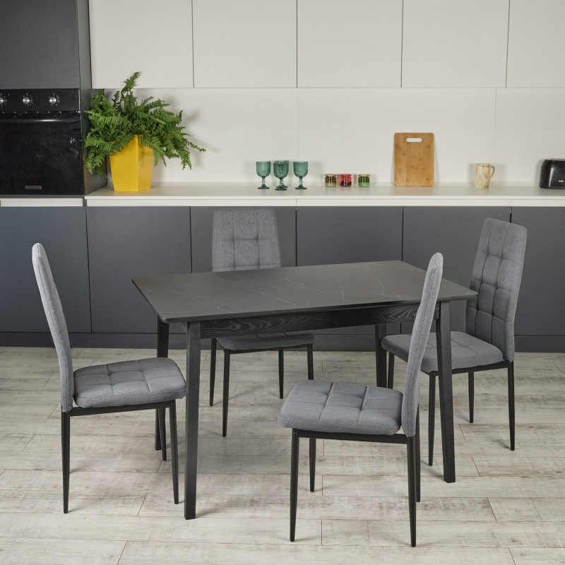 Комплект кухонной мебели Ont- Антонио 120 Черный + 4 Стула Tex темно-серые