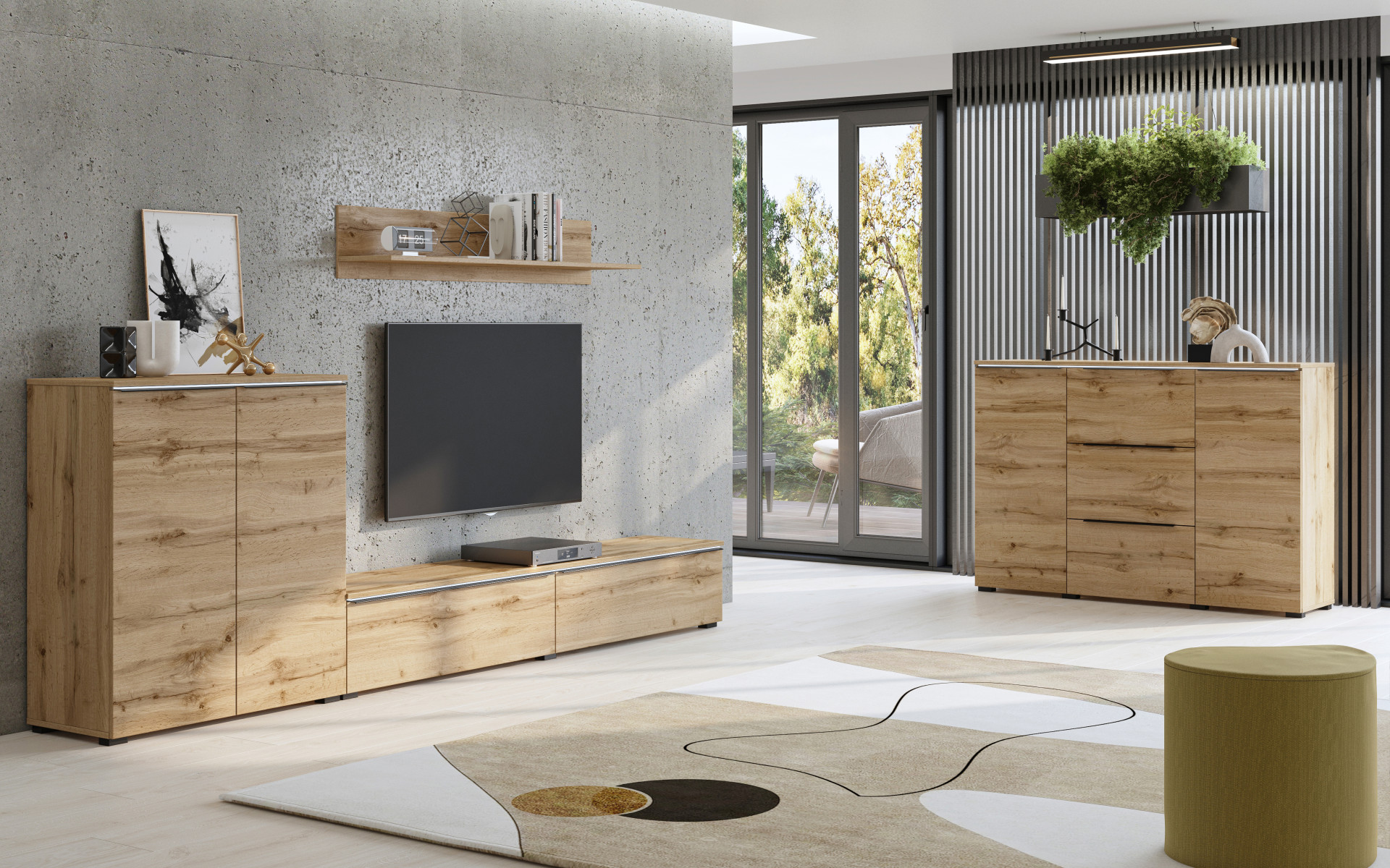 Стенка в гостиную Helvetia TANA 24N0NS09 (дуб Вотан)