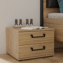 Тумба прикроватная Forte Oriental tree HUDK011 (дуб бартекс/черный)