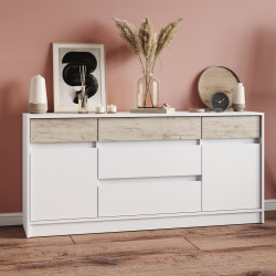 Большой комод EVR- Стайл-1600 белый + фасад крафт серый