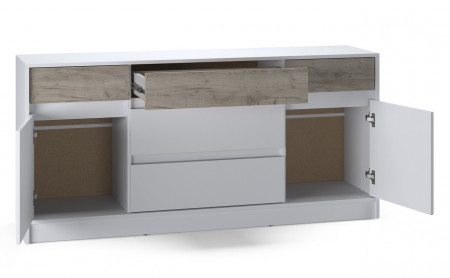 Большой комод EVR- Стайл-1600 белый + фасад крафт серый