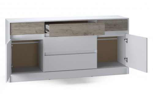 Большой комод EVR- Стайл-1600 белый + фасад крафт серый