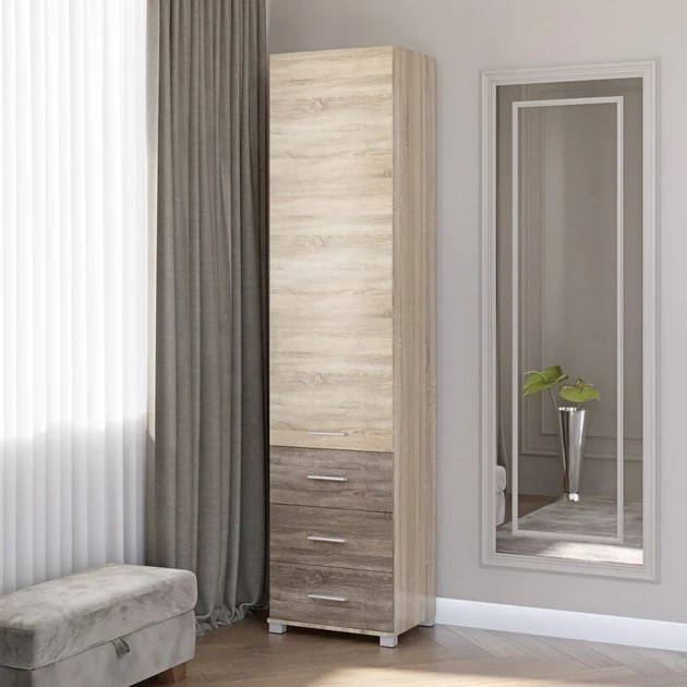 Пенал закрытый с ящиками EVR- Бриз-17 дуб Сонома + трюфель