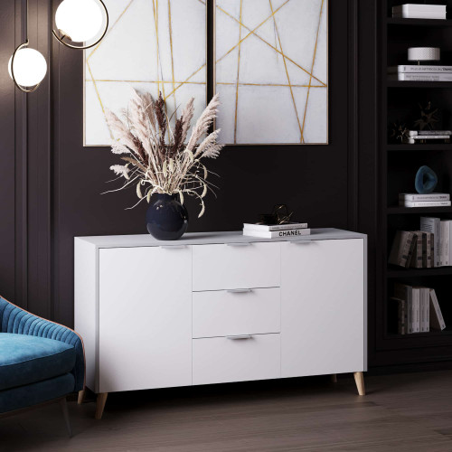 Комод с ящиками и тумбами 80х139х40 см KOD- КМ-14 Хюгге (белый фасад)