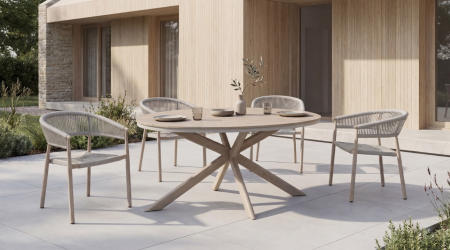 Стол садовый обеденный VTR- ODT-30 (Орта) дрифтвуд грей + белый дуб