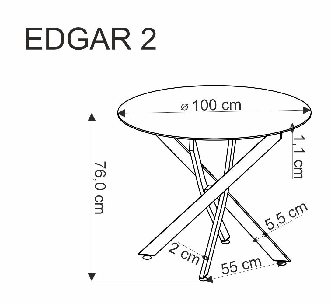 Стол обеденный  круглый HALMAR Edgar 2 (белый мрамор)
