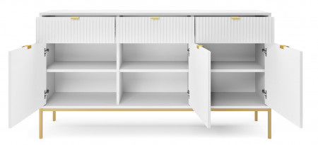 Комод Perfect Home Новая/Nova 3-дверный с 3 ящиками с золотыми ножками KSZ154 Белый