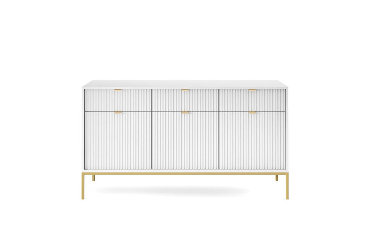 Комод Perfect Home Новая/Nova 3-дверный с 3 ящиками с золотыми ножками KSZ154 Белый