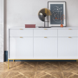 Комод Perfect Home Новая/Nova 3-дверный с 3 ящиками с золотыми ножками KSZ154 Белый