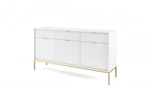 Комод Perfect Home Новая/Nova 3-дверный с 3 ящиками с золотыми ножками KSZ154 Белый