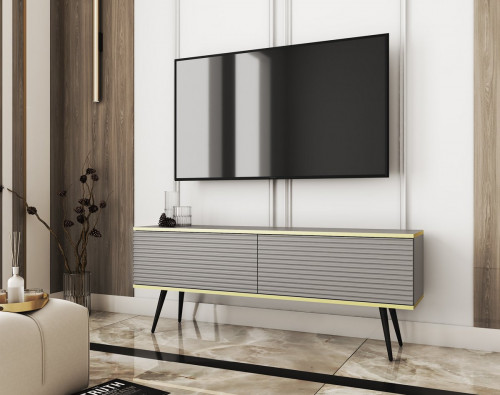 Тумба под ТВ Perfect Home Оро / Oro RTV135 MDF 2-дверная с черными ножками Серый