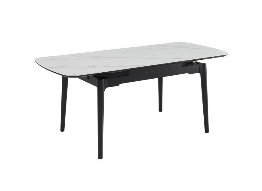 Стол раскладной INI- DUBLIN CERAMIC 120(180)*80 белый мат/черный каркас 