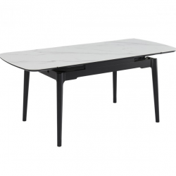 Стол раскладной INI- DUBLIN CERAMIC 120(180)*80 белый мат/черный каркас 