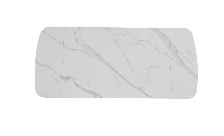 Стол раскладной INI- DUBLIN CERAMIC 120(180)*80 белый мат/черный каркас 