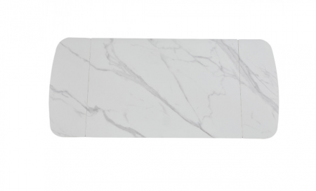 Стол раскладной INI- DUBLIN CERAMIC 120(180)*80 белый мат/черный каркас 
