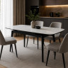 Стол раскладной INI- DUBLIN CERAMIC 120(180)*80 белый глянцевый/черный каркас 