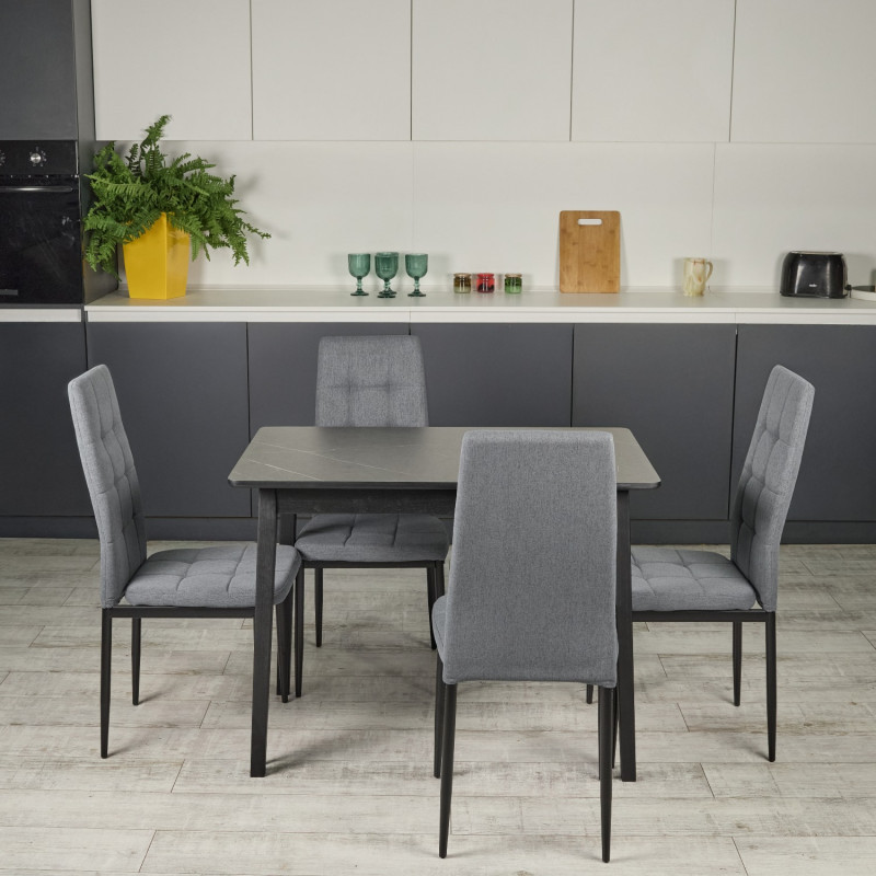 Комплект кухонной мебели Ont- Антонио 100 Черный + 4 Стула Tex темно-серые