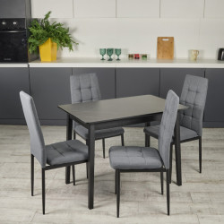 Комплект кухонной мебели Ont- Антонио 100 Черный + 4 Стула Tex темно-серые