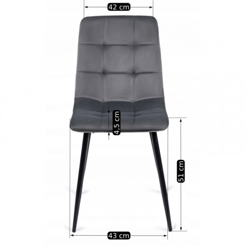 Стул обеденный MEBEL ELITE Peru серый велюр 