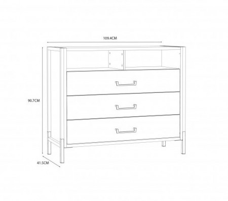 Комод на 3 ящика Forte Oriental tree HUDK212 (дуб бартекс/черный)