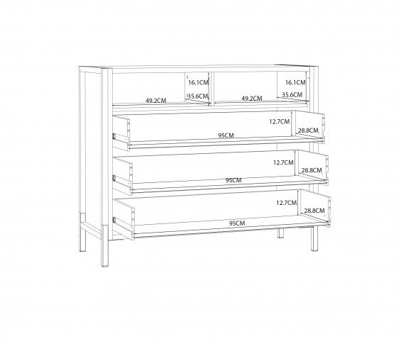 Комод на 3 ящика Forte Oriental tree HUDK212 (дуб бартекс/черный)