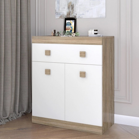 Большой комод EVR- Соната-4 дуб Сонома + фасад белый