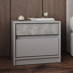 Тумба прикроватная EVR- Стайл-500 кашемир + фасад бетон