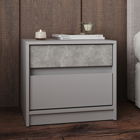 Тумба прикроватная EVR- Стайл-500 кашемир + фасад бетон